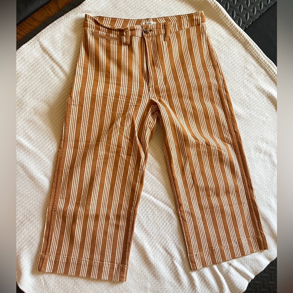 Madewell Petite Emmett Wide-Leg Crop Jeans in Stripe